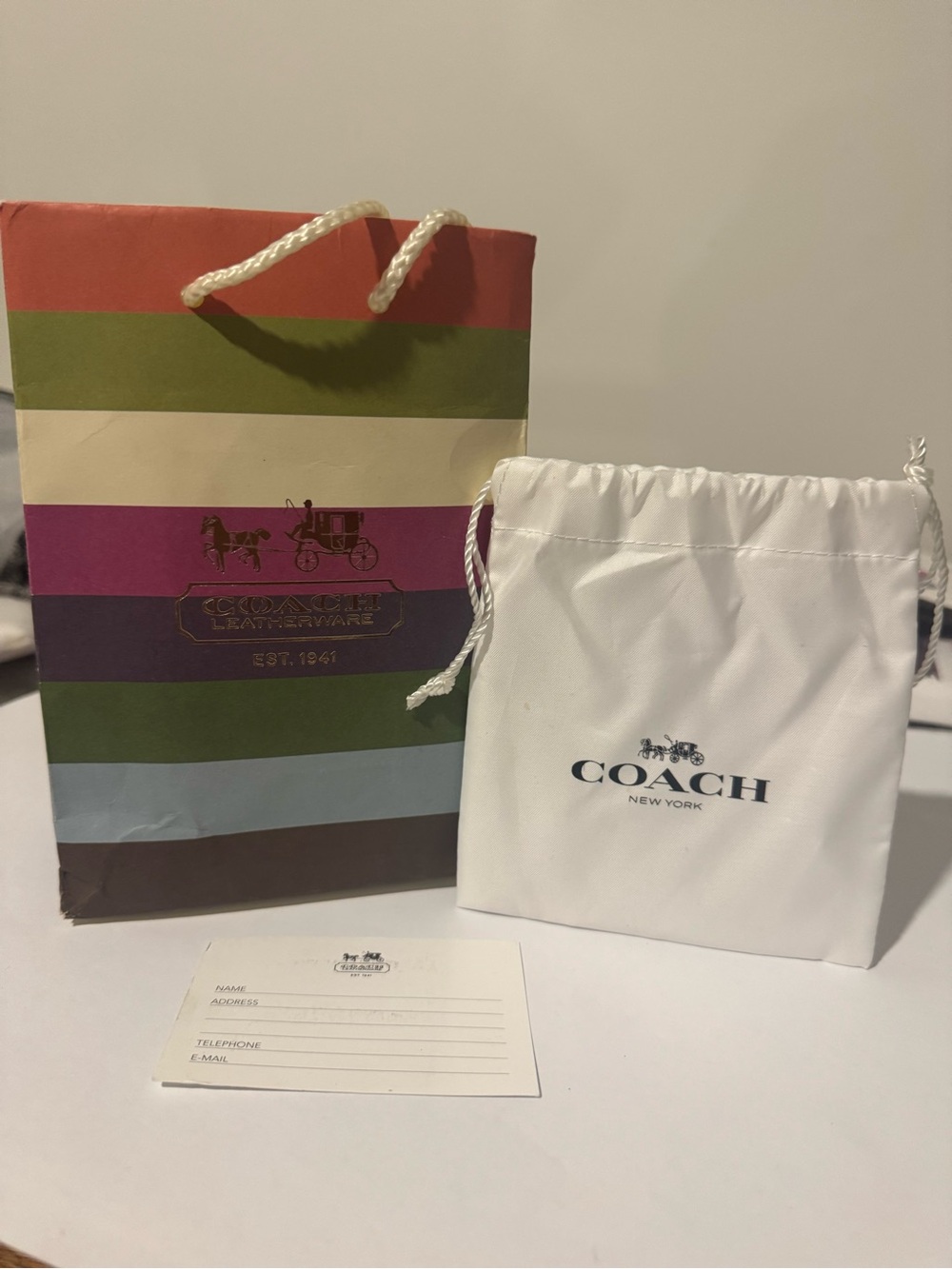 Coach Wallet Dust Bag with Card and Gift Bag